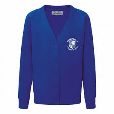 Blue cardigan with school logo image